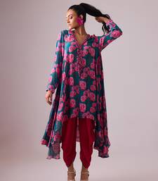 Blue georgette floral printed kurta set
