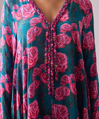 Blue georgette floral printed kurta set 2