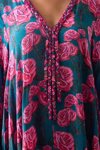 Blue georgette floral printed kurta set