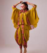 Mustard georgette plain kaftan