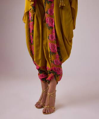 Mustard georgette plain kaftan 3