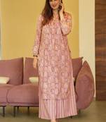 Dusty pink printed muslin salwar-kameez