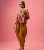 Pink georgette floral printed co ord set