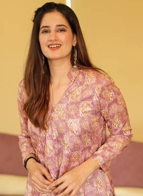 Dusty pink printed muslin salwar-kameez 3