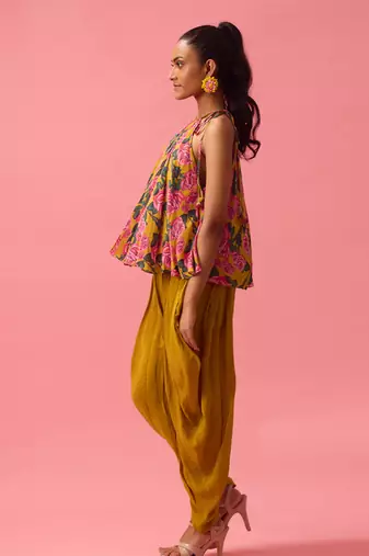 Pink georgette floral printed co ord set