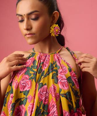 Pink georgette floral printed co ord set 4