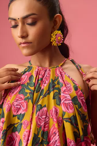 Pink georgette floral printed co ord set