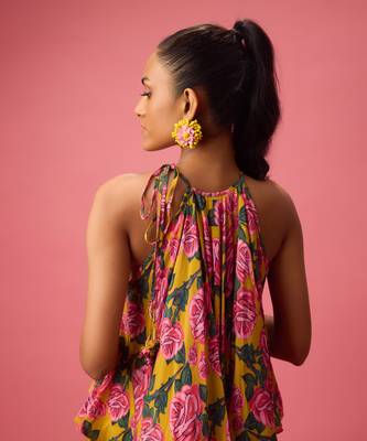 Pink georgette floral printed co ord set 5