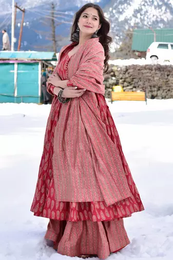 Red printed maslin   palazzo