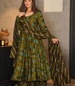Green printed maslin   palazzo