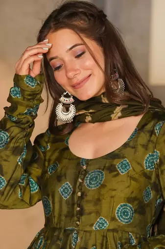 Green printed maslin   palazzo
