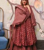Maroon printed maslin   palazzo