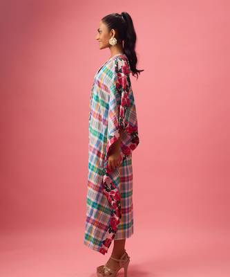 Blue cotton floral printed kaftan 3