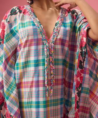 Blue cotton floral printed kaftan 4