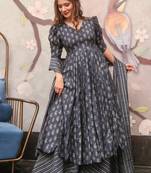 Grey printed maslin   palazzo