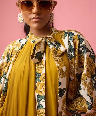 Mustard silk satin plain long dreess 4