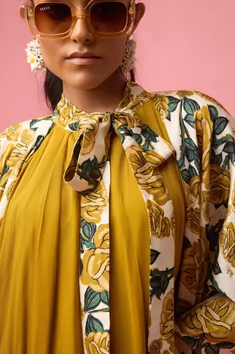 Mustard silk satin plain long dreess