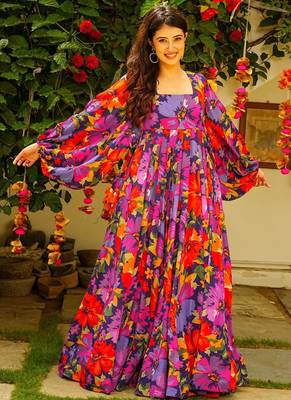 Multicolor printed georgette gown 2