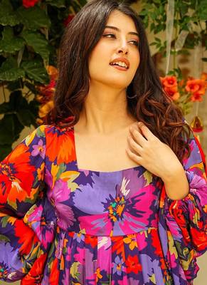 Multicolor printed georgette gown 4