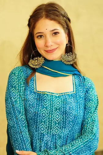 Sky blue printed georgette gown