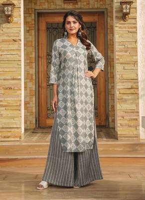 Grey printed rayon palazzo 1