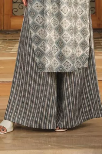 Grey printed rayon palazzo