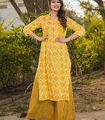 Yellow printed rayon palazzo