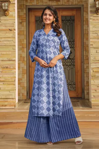 Blue printed rayon palazzo