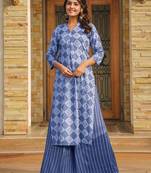 Blue printed rayon palazzo