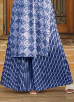 Blue printed rayon palazzo 3