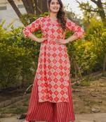 Pink printed rayon palazzo