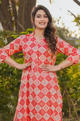 Pink printed rayon palazzo