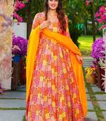 Multicolor printed rayon anarkali suits