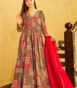 Multicolor printed rayon anarkali suits