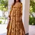 Mustard printed rayon anarkali suits
