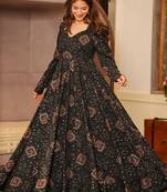Black printed rayon anarkali suits
