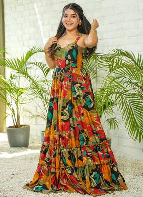Multicolor printed rayon gown 1