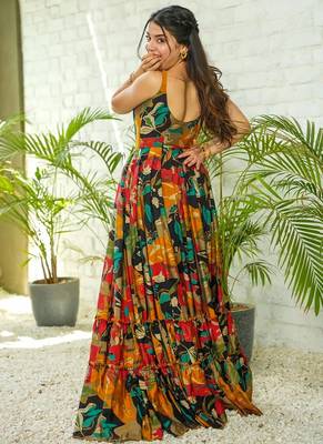 Multicolor printed rayon gown 2