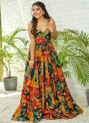 Multicolor printed rayon gown 4