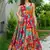 Multicolor printed rayon gown