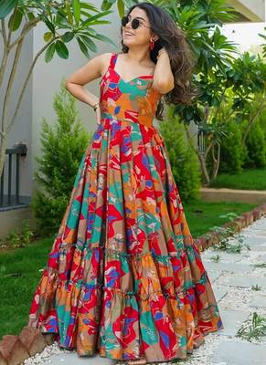 Multicolor printed rayon gown 3