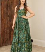 Green printed rayon gown