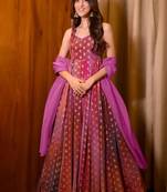 Rani-pink digital print airtex chinon anarkali suits