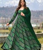 Green digital print rayon anarkali suits
