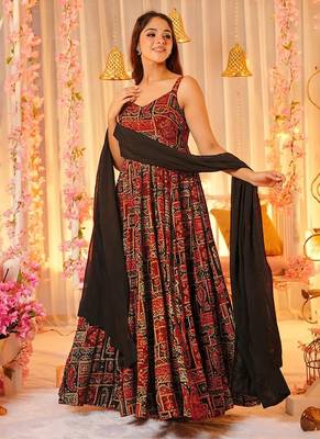Multicolor digital print rayon anarkali suits 2