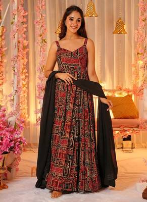 Multicolor digital print rayon anarkali suits 3