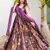 Purple printed Jharna silk gown
