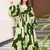 Green printed rayon gown