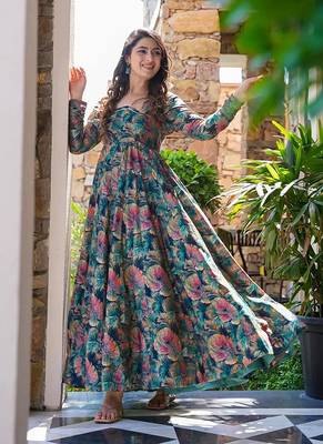 Multicolor printed rayon gown 1