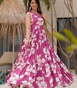 Light pink printed rayon gown